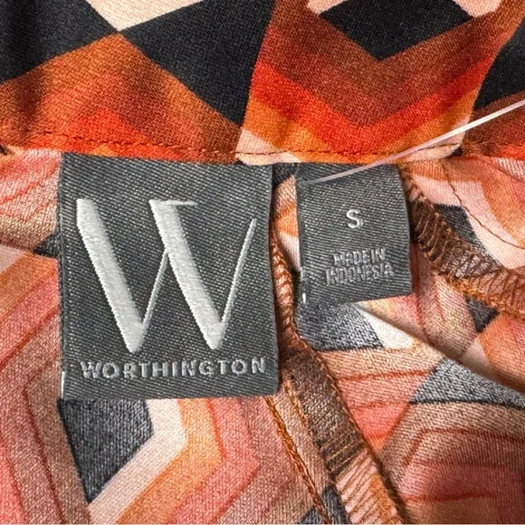 Worthington Long Sleeve Geometric Fit + Flare Dress Pockets! Size Small New - Picture 9 of 9